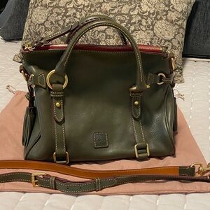 Dooney & Bourke Florentine Forest Green Satchel with Gold Accents